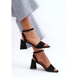 Vinceza Dámské sandály na vysokém podpatku vyrobené z Eco Suede Black Upttima černá 7