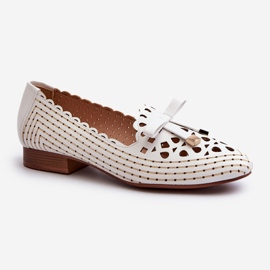 Jezzi Dámské prolamované balerínky s mašlí, bílá Nestavia bílý 1