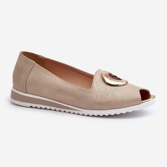 Jezzi Dámské lodičky s ozdobou z eko kůže, zlatá Biolita zlatý 1