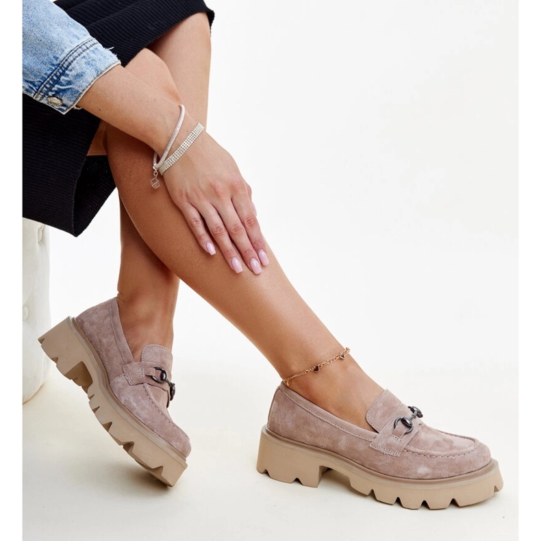 Béžové kožené mokasíny Vinceza béžový 1