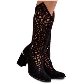 Lewski Shoes Semišové prolamované boty Leewski Boty 3234 Black černá 4