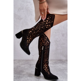 Lewski Shoes Semišové prolamované boty Leewski Boty 3234 Black černý 2