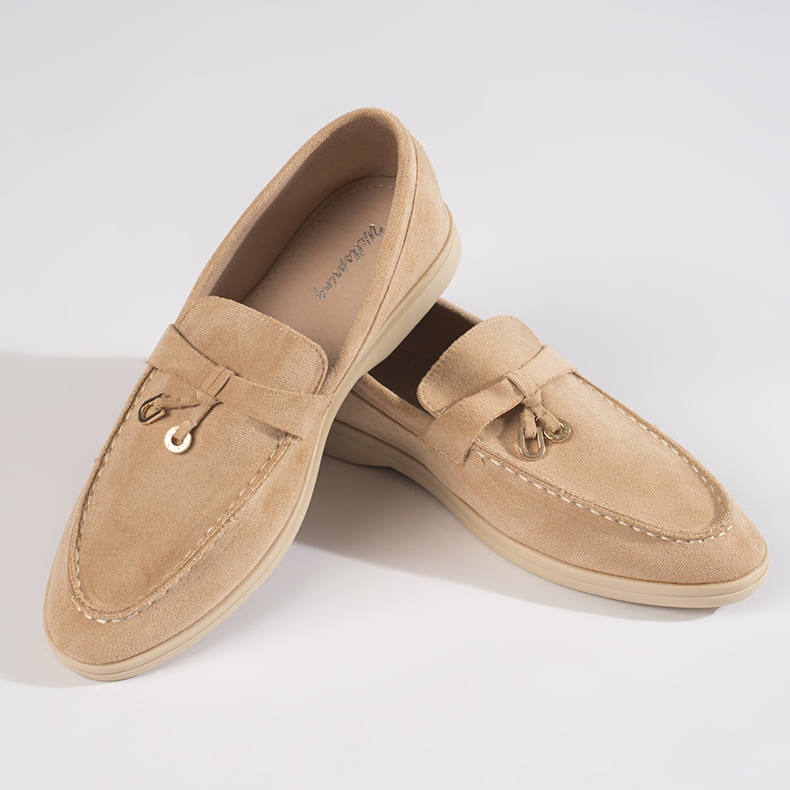 Dámské béžové semišové mokasíny béžový 1