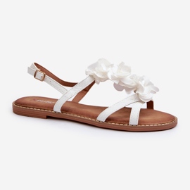 Dámské ploché sandály zdobené květinami, bílá Abidina bílý 1