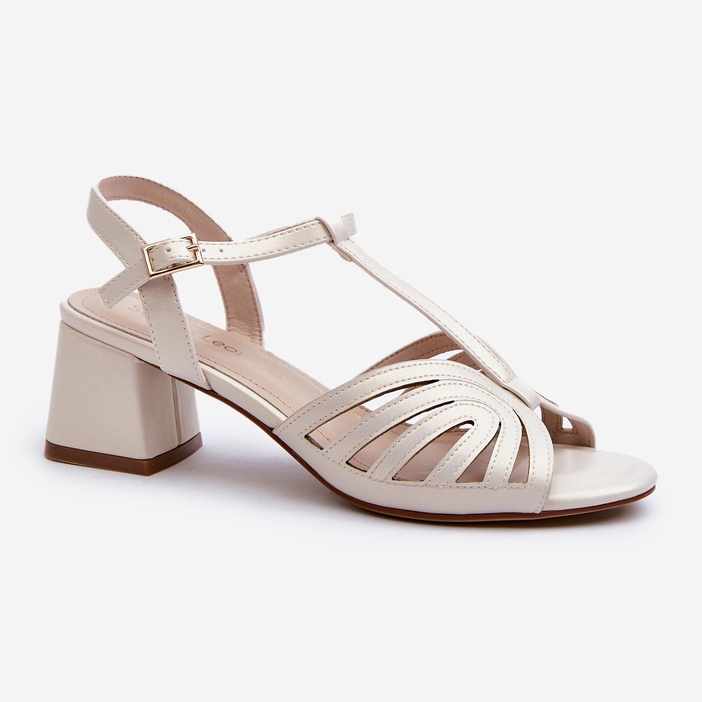 Dámské sandály na vysokém podpatku Sergio Leone SK880 Pearl bílý 1