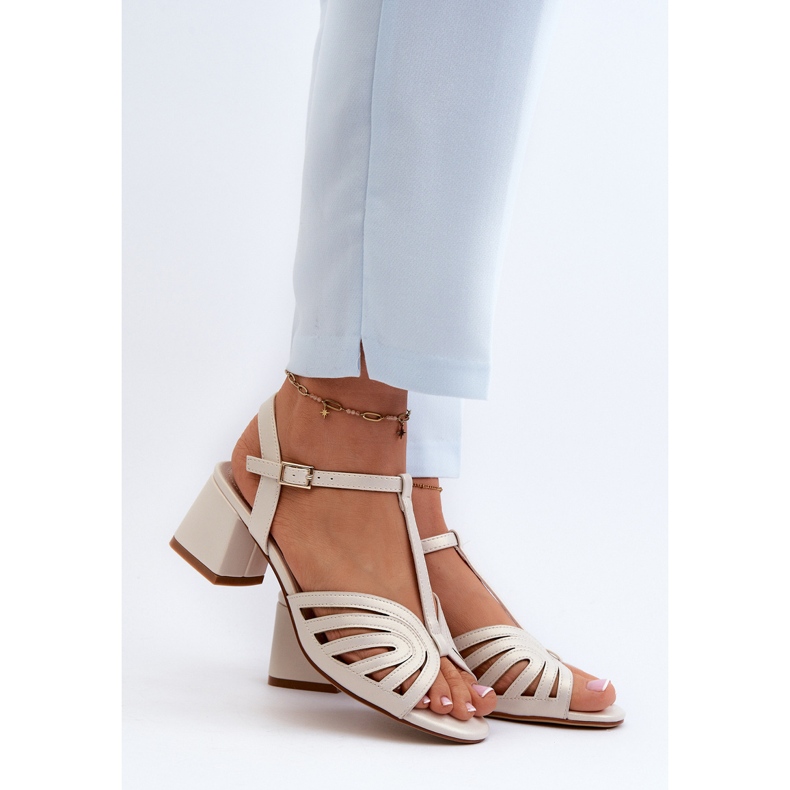 Dámské sandály na vysokém podpatku Sergio Leone SK880 Pearl bílý 2