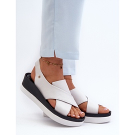 Zazoo 40256 Kožené sandály na klínu, bílé bílý 2