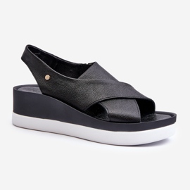 Zazoo 40256 Kožené sandály na klínu, černé černá 2