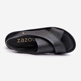 Zazoo 40256 Kožené sandály na klínu, černé černá 7