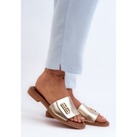 Zazoo 40384 Elegantní dámské kožené žabky, zlaté zlatý 2