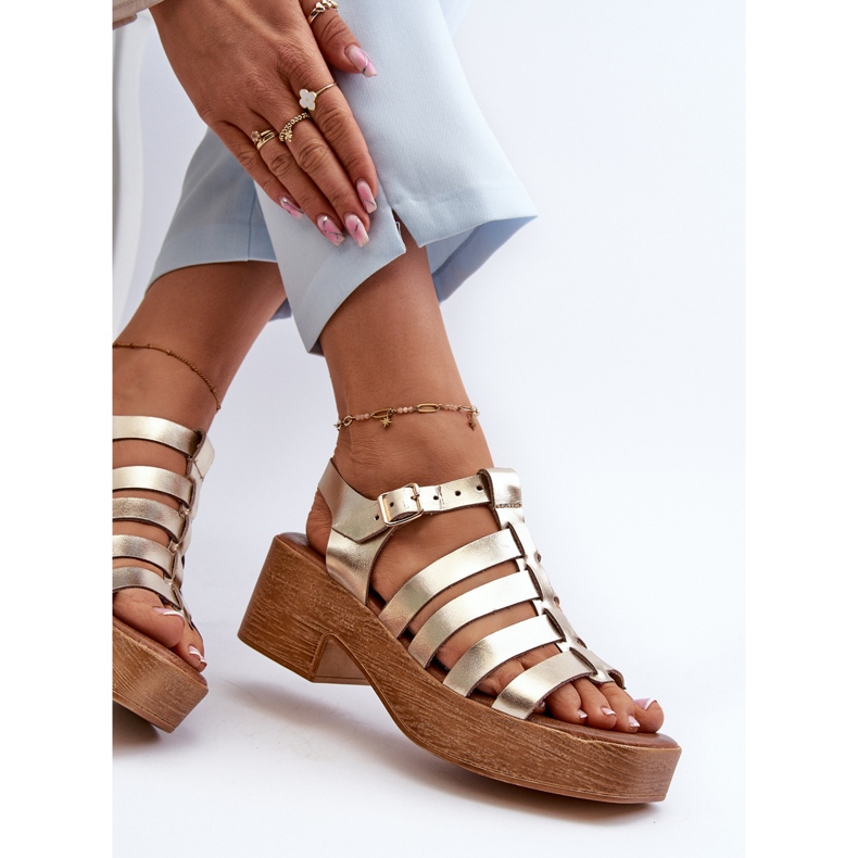 Zazoo 40410 Dámské kožené sandály zlaté zlatý 1