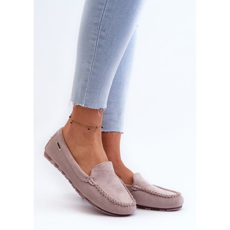 Dámské eko semišové mokasíny, fialová Amrutia fialový 2 Dámské eko semišové mokasíny, fialová Amrutia fialový 2