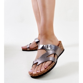 Šedé kovové klínové muly Donata šedá 1