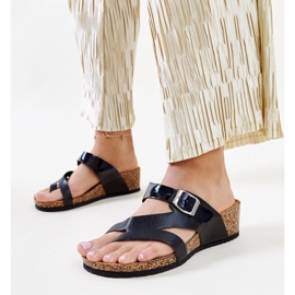 Černé kovové klínové muly Donata černá 1