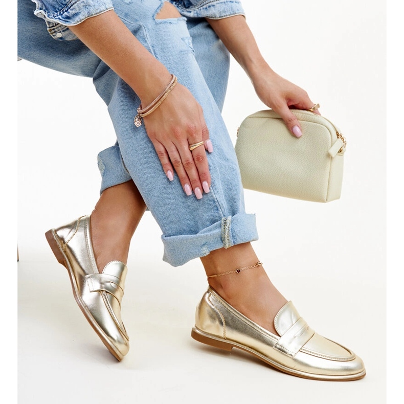 Klasické zlaté mokasíny Nasia zlatý 1