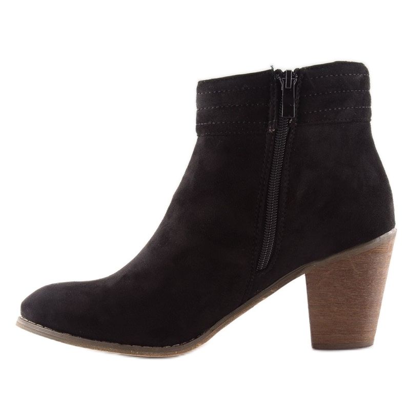 Semišové kozačky na vysokém podpatku 99-266 černé černá 1 Semišové kozačky na vysokém podpatku 99-266 černé černá 1