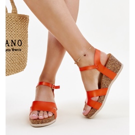 Oranžové korkové sandály na klínku Gabera oranžový 3