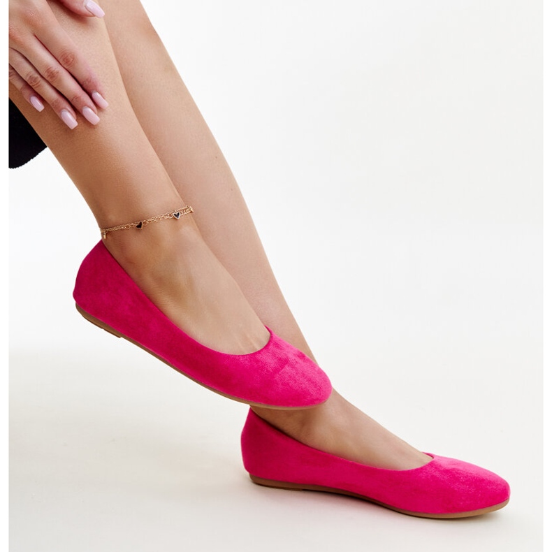 Růžové balerínky vyrobené z ekologického semiše Jala růžový 1