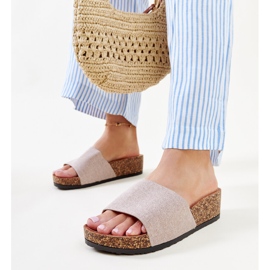 Tmavě béžové muly s korkovým klínem Naifene béžový 1