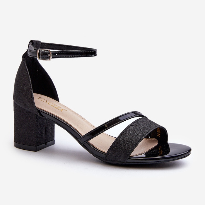 Vinceza Třpytivé dámské sandály na nízkém podpatku černé Ploemis černá 1 Vinceza Třpytivé dámské sandály na nízkém podpatku černé Ploemis černá 1