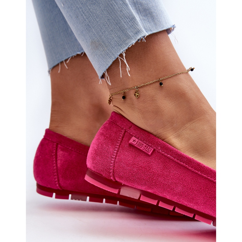 Dámské eko semišové mokasíny Big Star NN274934 Memory Foam System Fuchsia růžový 1