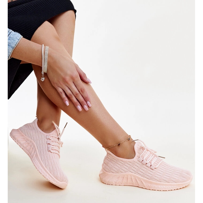 Růžové látkové tenisky Milena růžový 1