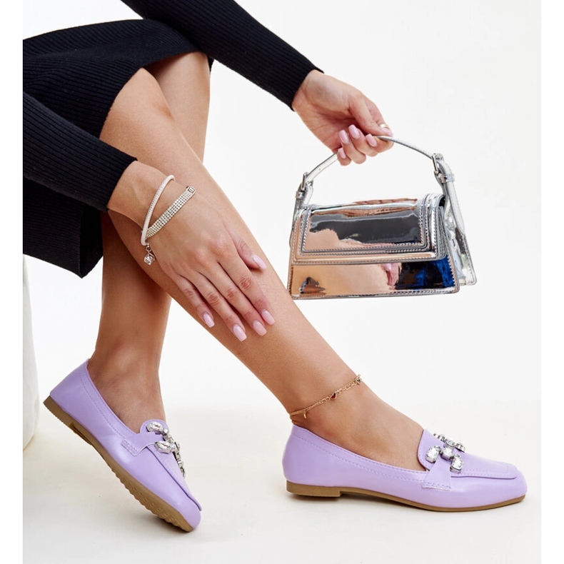 Fialové mokasíny se zirkonovou Mali sponou fialový 1