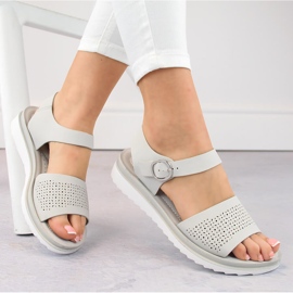 Dámské šedé prolamované sandály Sergio Leone SK082H šedá 1