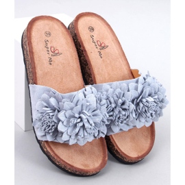 Korkové pantofle s květy Sebill Grey šedá 1