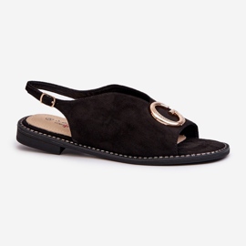 Elegantní dámské sandály se zdobením, Eco Suede S.Barski KV27-058 Black černý 1