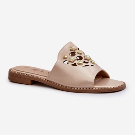 Lesklé dámské žabky s ozdobami S.Barski KV27-063 zlatá zlatý 1