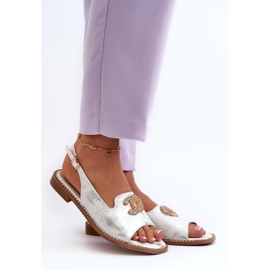 Dámské sandály s ozdobou S.Barski KV27-049 Silver stříbrný 2