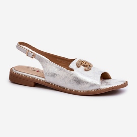 Dámské sandály s ozdobou S.Barski KV27-049 Silver stříbrný 1