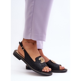 Dámské sandály s ozdobou S.Barski KV27-049 Černá černý 2