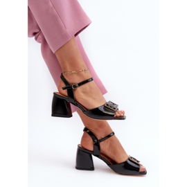 S.Barski Elegantní lakované sandály s ozdobou Černá D&amp;A MR38-202 1