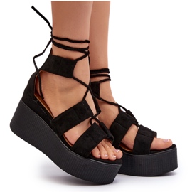 Seastar Dámské šněrovací sandály černé Helavi černá 4