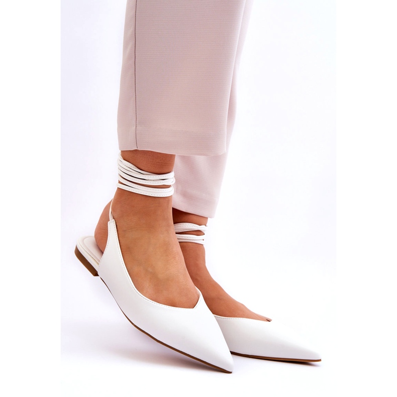 Sweet Shoes Dámské vázané špičaté baleríny bílé Turriso bílý 3