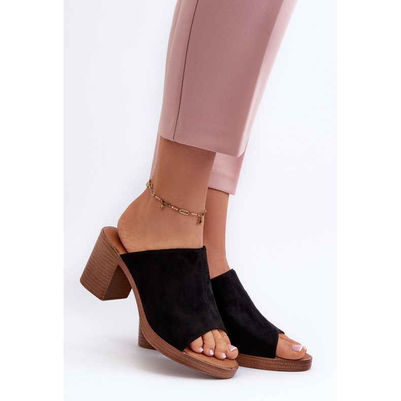 Elegantní lehké dámské žabky na vysokém podpatku, černá Varnila 2