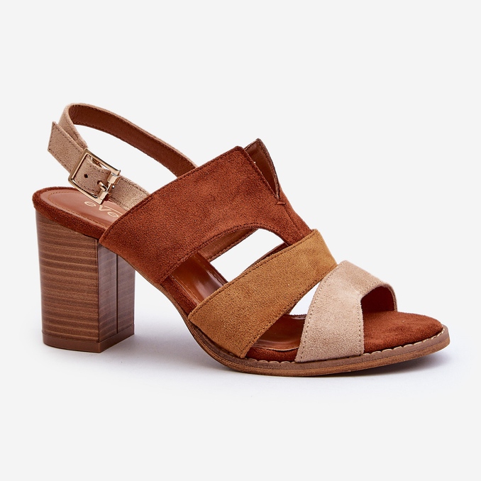 Dámské sandály vyrobené z ekologického semiše s vysokými podpatky, hnědá Qutima hnědý 1 Dámské sandály vyrobené z ekologického semiše s vysokými podpatky, hnědá Qutima hnědý 1