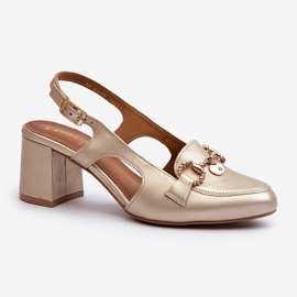 Kožené sandály na vysokém podpatku Maciejka 06419-25 Zlatá zlatý 1 Kožené sandály na vysokém podpatku Maciejka 06419-25 Zlatá zlatý 1