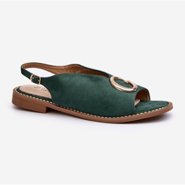 Elegantní dámské sandály se zdobením, eko semiš S.Barski KV27-058 zelená 1
