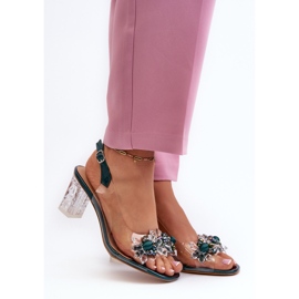 S.Barski Transparentní sandály na vysokém podpatku se zdobením, zelené D&A MR38-D1 zelená 2 S.Barski Transparentní sandály na vysokém podpatku se zdobením, zelené D&A MR38-D1 zelená 2