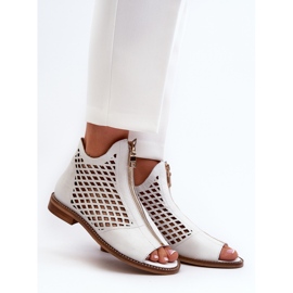 Zazoo 977/L kožené prolamované sandály se zipem, bílé bílý 2 Zazoo 977/L kožené prolamované sandály se zipem, bílé bílý 2