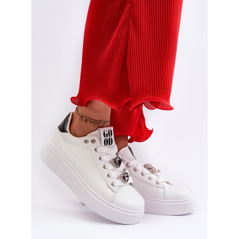 Dámské Tenisky na platformě se srdíčkovými špendlíky, bílá Azamia bílý 2