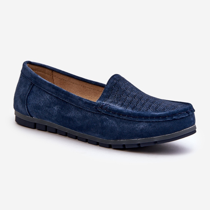 Dámské semišové mokasíny, Navy Blue S.Barski LR755 modrý 1
