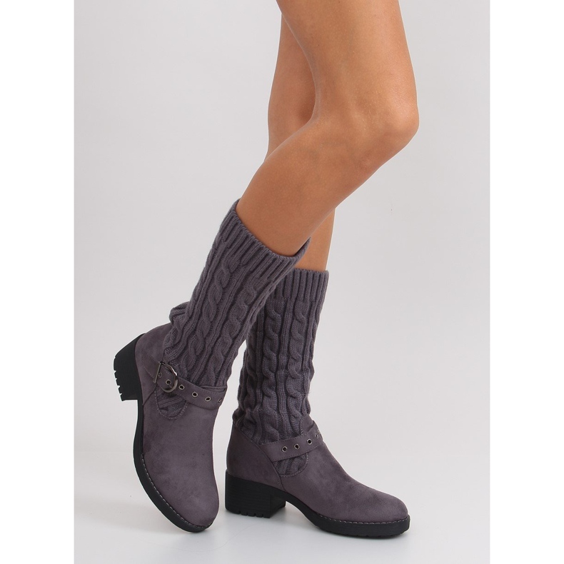 Vysoké kozačky se stopkou NC109 šedé šedá 2