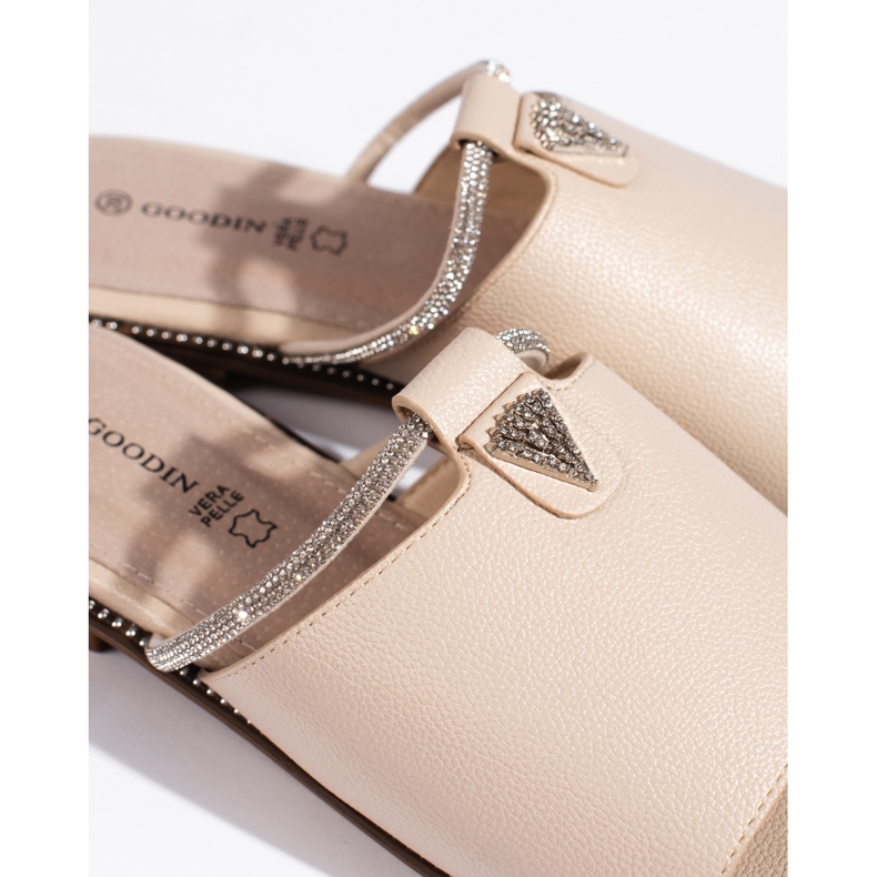 Dámské béžové ploché skluzavky béžový 1