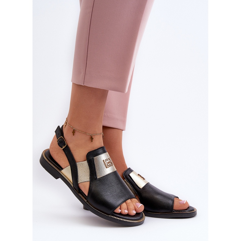 Zazoo 40385 Dámské kožené sandály černé černá 2