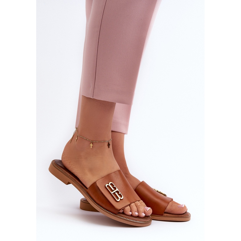 Zazoo 40384 Elegantní dámské kožené žabky, hnědé hnědý 2