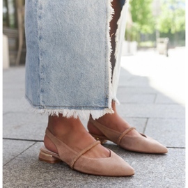 Béžové balerínky s koženou vsadkou z Morcosy béžový 1